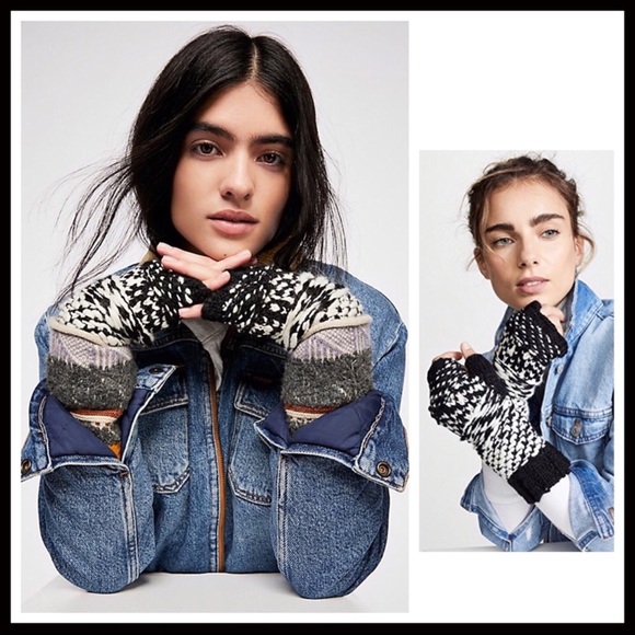 FREE PEOPLE COZY CHUNKY KNIT FINGERLESS GLOVES A2C - Picture 6 of 8